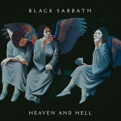 An album cover featuring an illustration of three angels who are smoking cigarettes and playing poker.